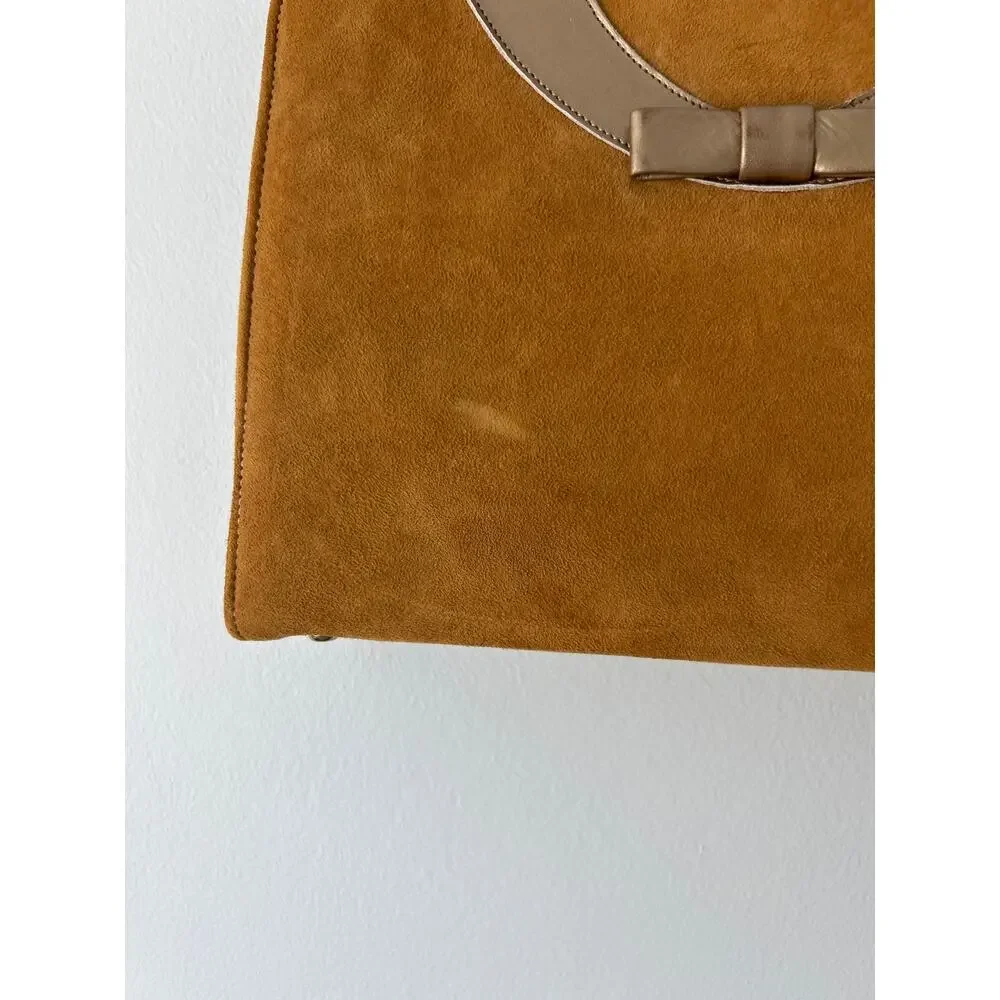 VTG Life Stride Tan Suede Bow Detail Purse